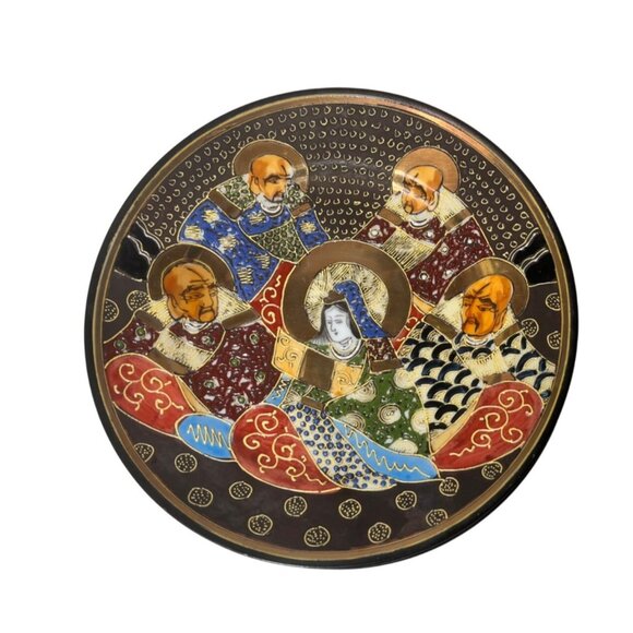 Satsuma Japanese Moriage Gold Leaf Goddess & 4 Immortals Plates 7.25" (6) - Picture 1 of 7